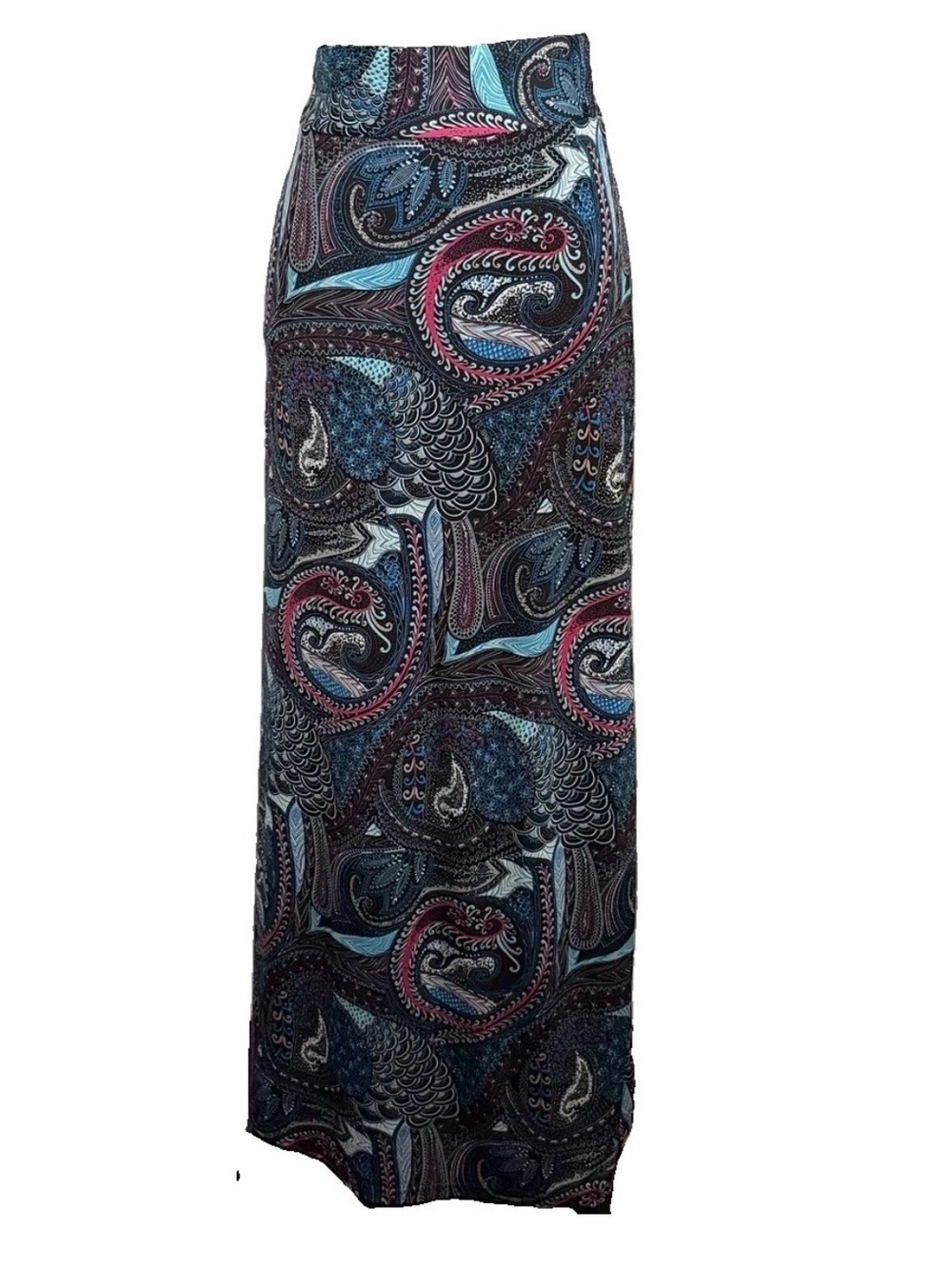 Bobbie Brooks Skirt Womens M Paisley A-Line Long Jersey Knit Stretch Travel